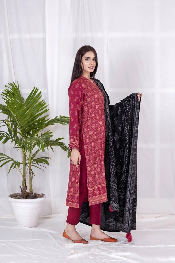 Lakhany 3 Piece Unstitched Printed Cashmi Vool Suit CVC-1020-A