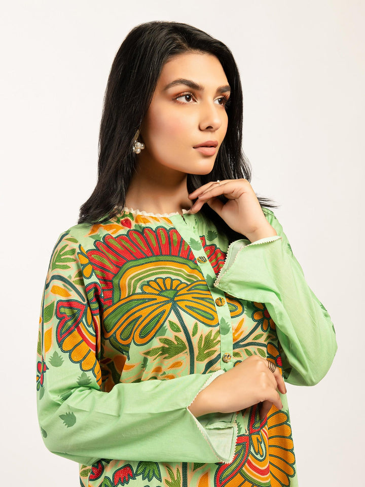 Green Printed Lawn Shirt - Limelight Summer 2022