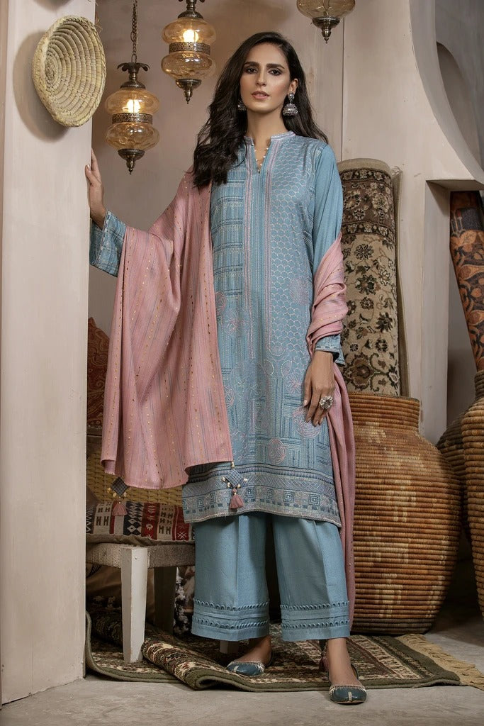 LAKHANY 03 PIECE EMBROIDERED FANCY SLUB SUIT LSM-2571