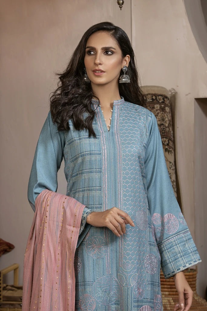 LAKHANY 03 PIECE EMBROIDERED FANCY SLUB SUIT LSM-2571