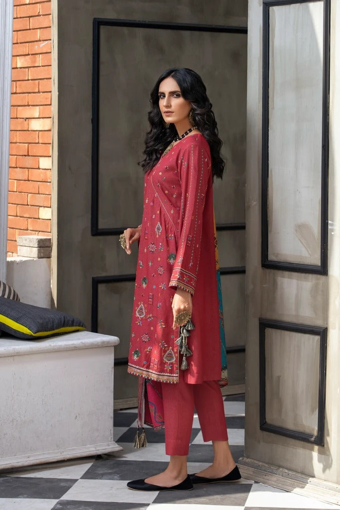 LAKHANY 3 PIECE UNSTITCHED EMBROIDERED KARANDI SUIT WKC-7022