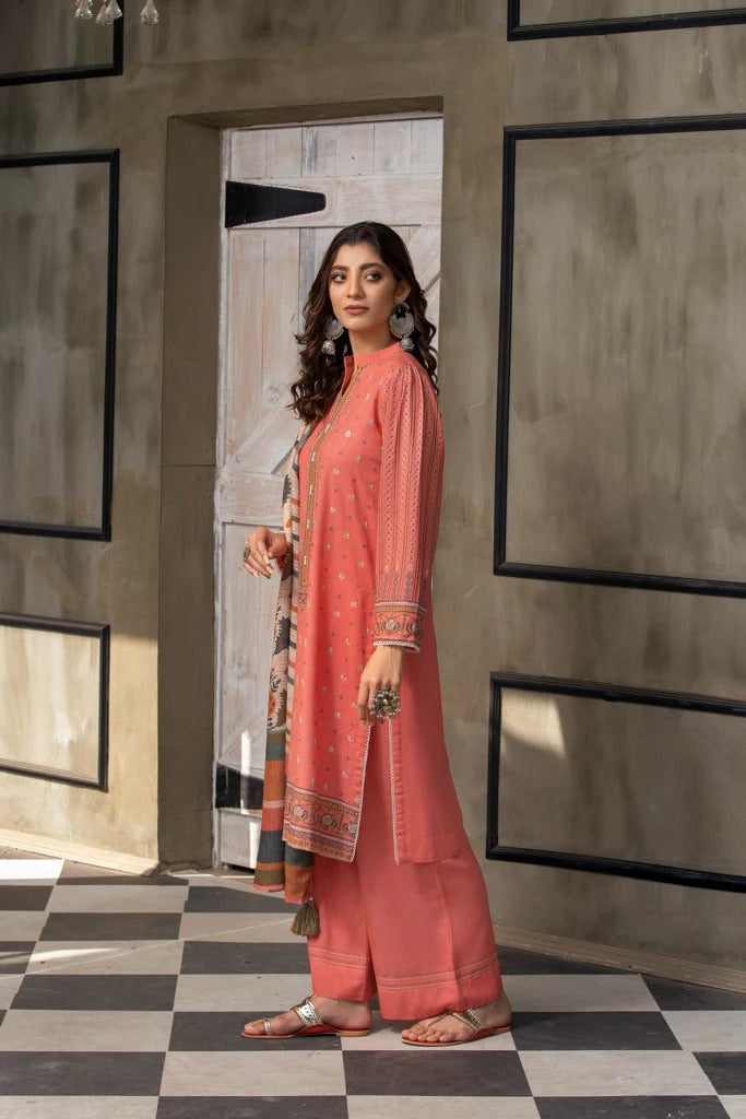 LAKHANY 3 PIECE UNSTITCHED EMBROIDERED KARANDI SUIT WKC-7023