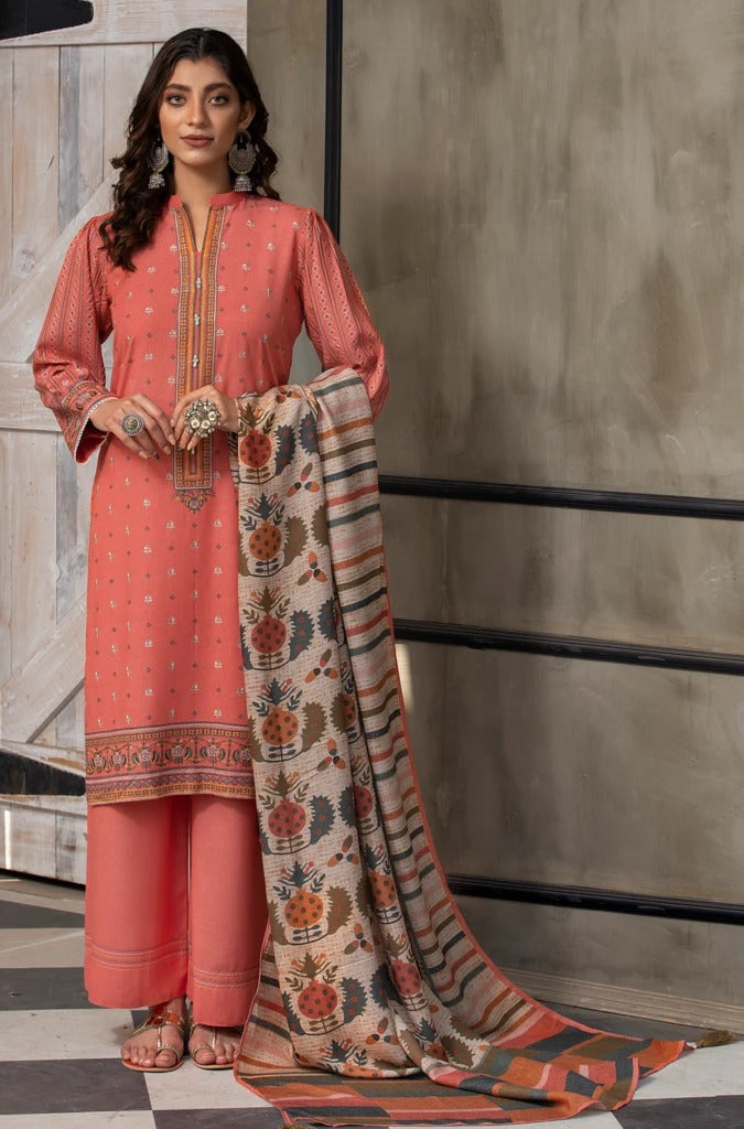 LAKHANY 3 PIECE UNSTITCHED EMBROIDERED KARANDI SUIT WKC-7023