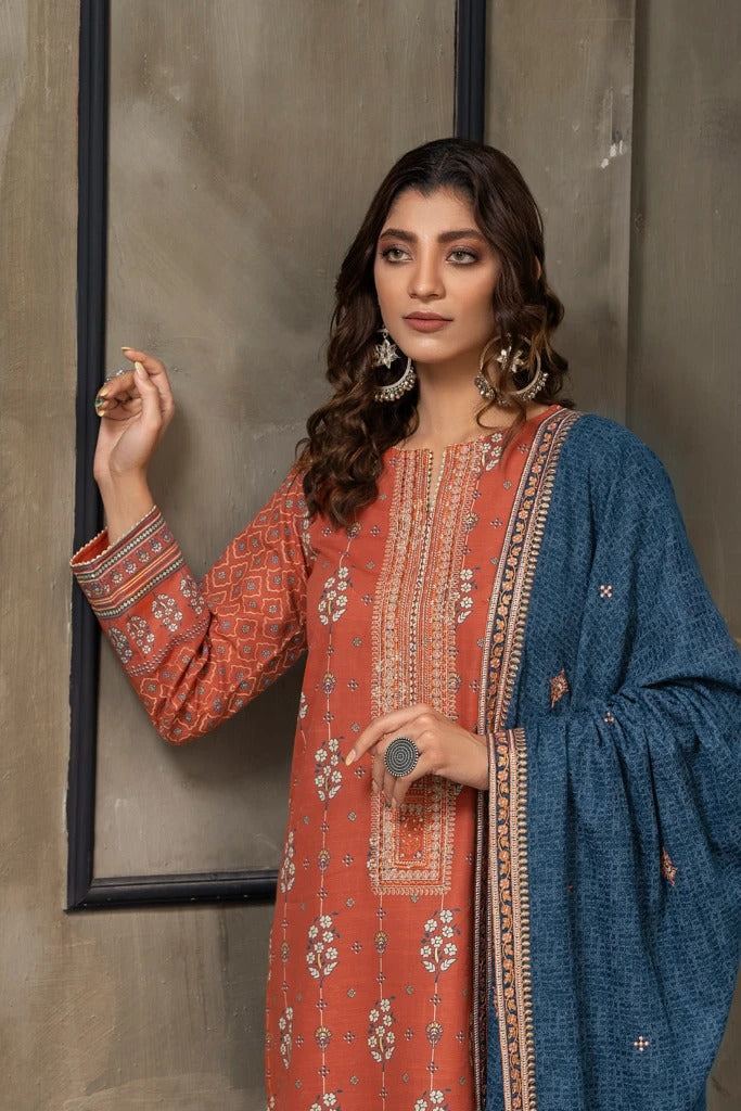 LAKHANY 3 PIECE UNSTITCHED EMBROIDERED KARANDI SUIT WKE-7017