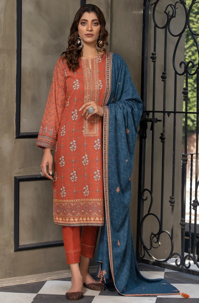 LAKHANY 3 PIECE UNSTITCHED EMBROIDERED KARANDI SUIT WKE-7017