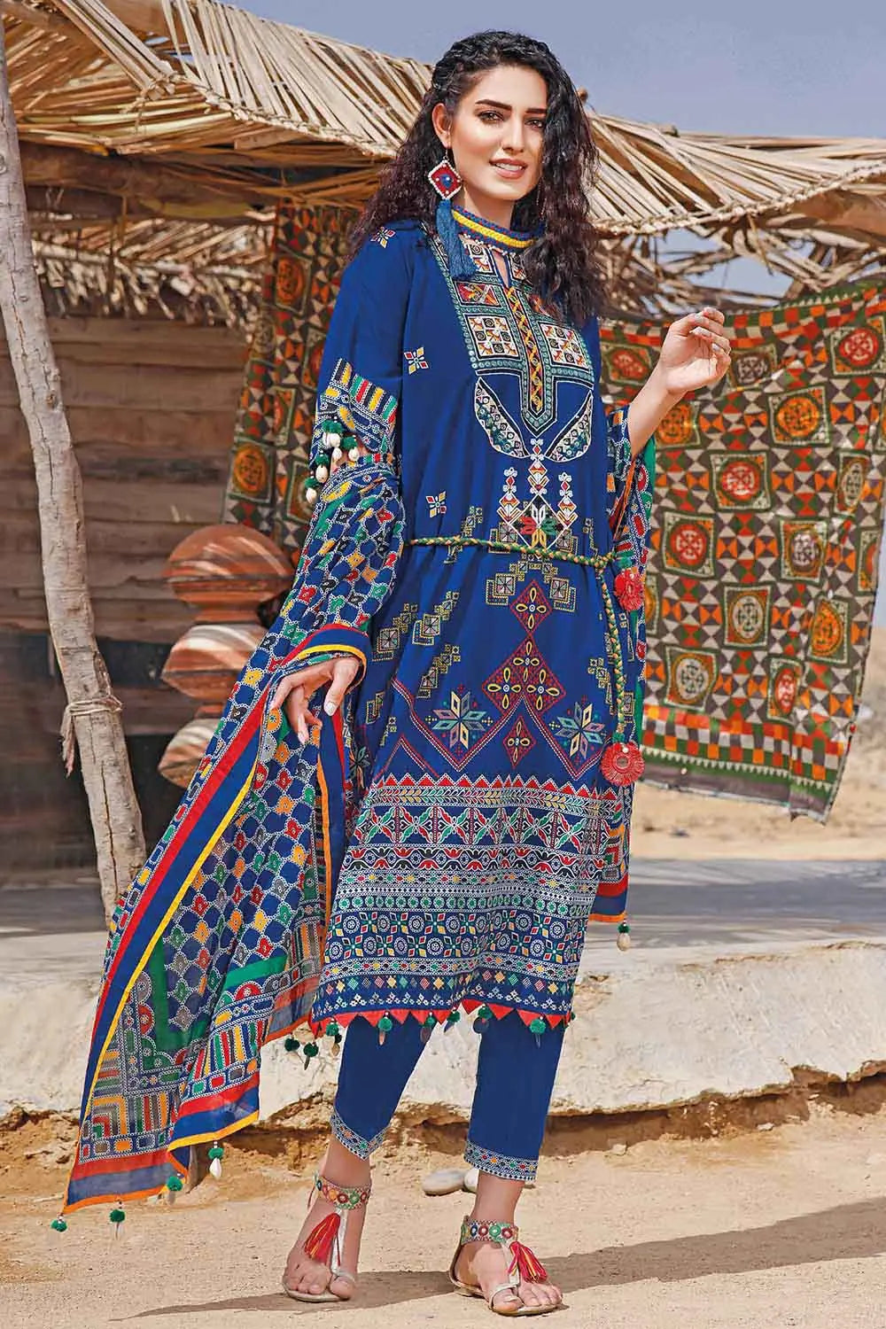 Gul Ahmed 3PC Unstitched Embroidered Lawn Suit With Printed Lawn Dupatta CL-1313