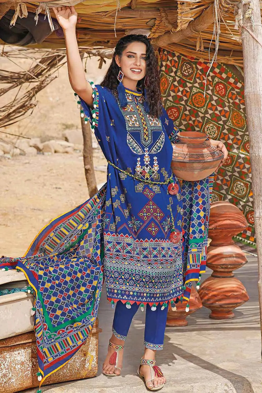 Gul Ahmed 3PC Unstitched Embroidered Lawn Suit With Printed Lawn Dupatta CL-1313