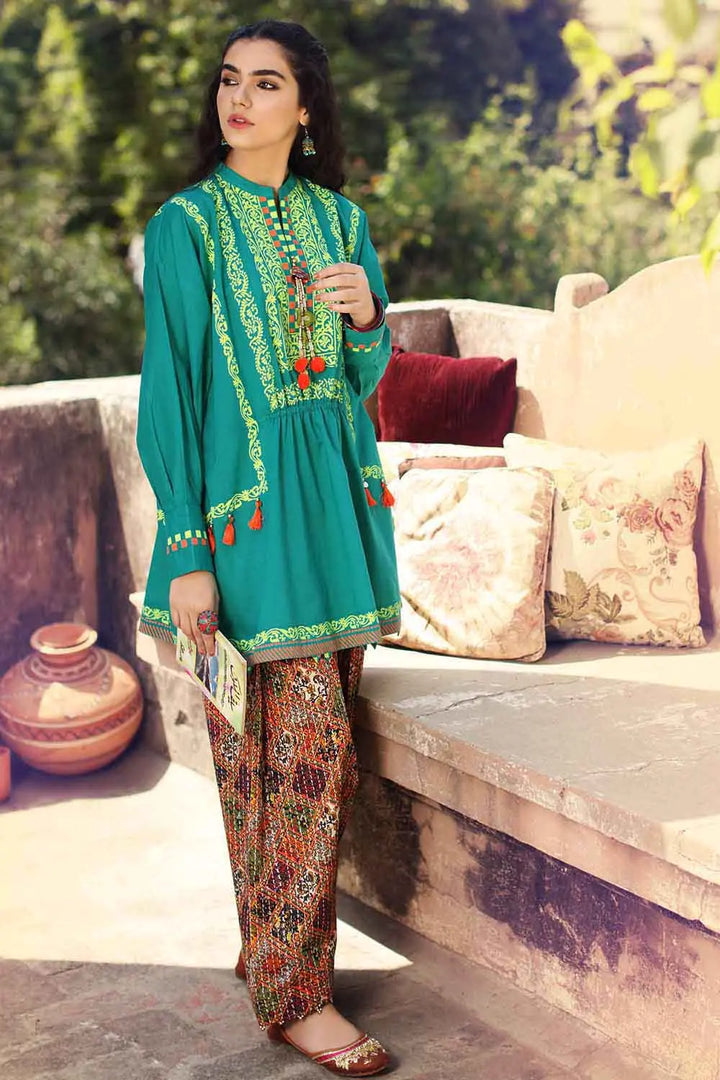 2PC Unstitched Printed Lawn Shirt Trousers TL-376