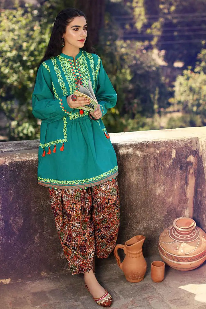 2PC Unstitched Printed Lawn Shirt Trousers TL-376